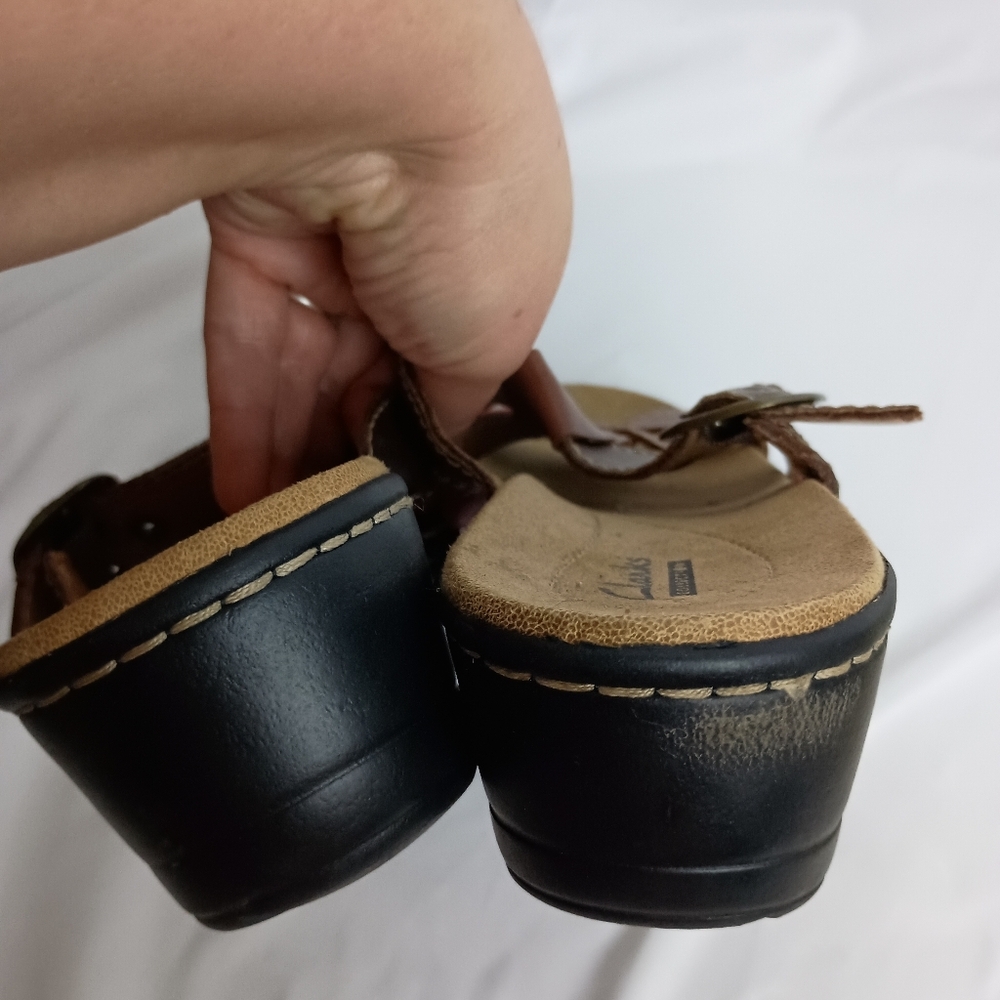 Clarks Women's Strappy 8 Brown Red Summer Casual Boho Slip On Sandals (#3) - Picture 6 of 8